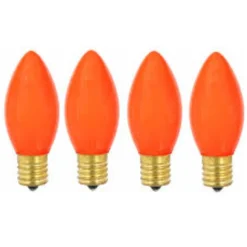Sienna 4Ct Orange Opaque C9 Led Glass Christmas Replacement Bulbs
