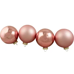 Northlight Glass Balls>4Ct Pink 2-Finish Glass Christmas Ball Ornaments 4" (100Mm)