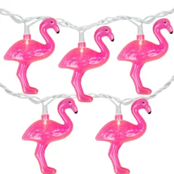 Northlight 10Ct Pink Flamingo Summer Patio String Light Set, 7.25Ft White Wire