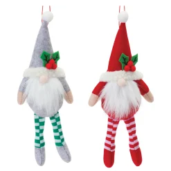 Melrose Fantasy & Sci Fi>12Ct Plush Gnome Christmas Ornaments With Dangle Legs 9"