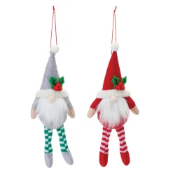 Melrose Fantasy & Sci Fi>12Ct Plush Gnome Christmas Ornaments With Dangle Legs 9"