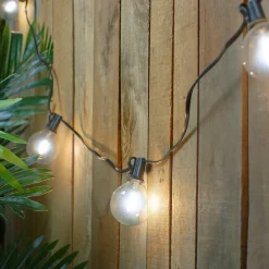 Northlight 10Ct Pure White Led G50 Globe Patio Lights, 10Ft Black Wire