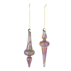 Melrose Finials>12Ct Purple And Bronze Irredescent Glass Christmas Finial Drop Ornaments 6"