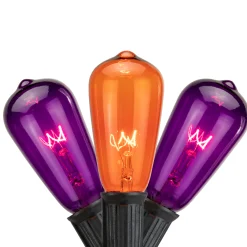 Northlight 10Ct Purple And Orange Edison E17 Halloween Light Set, 9Ft Black Wire
