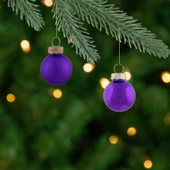 Northlight Glass Balls>24Ct Purple 2-Finish Glass Ball Christmas Ornaments 1" (25Mm)