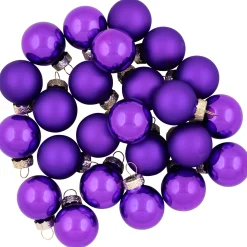 Northlight Glass Balls>24Ct Purple 2-Finish Glass Ball Christmas Ornaments 1" (25Mm)