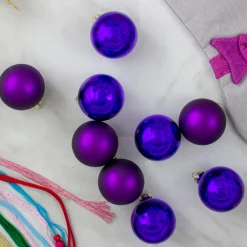 Northlight Glass Balls>9Ct Purple 2-Finish Glass Ball Christmas Ornaments 2.5" (63Mm)
