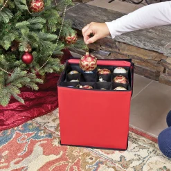 Northlight Ornament Storage>48Ct Red And Black Zip Up Christmas Ornament Storage Tub