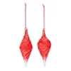 Melrose Pendants & Drops>12Ct Red And Clear Swirl Glass Christmas Drop Ornaments 7.25"