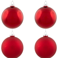 Northlight Glass Balls>4Ct Red And Gold 2-Finish Glass Christmas Ball Ornaments 4" (100Mm)
