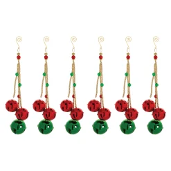 Melrose Bells & Jingle Buddies>6Ct Red And Green Sleigh Bell Drop Christmas Ornaments 13.5"