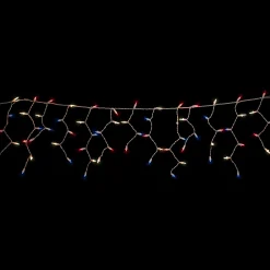 Northlight 105Ct Red, Clear And Blue Christmas Mini Icicle Lights - 6.5Ft, White Wire