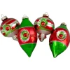 Northlight Finials>4Ct Red, Green And Silver Vintage Glass Christmas Ornaments 3.25-Inch (80Mm)