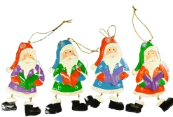 CC Christmas Decor Santa Claus>192Ct Red Iridescent Glittered Santa Claus Caroler Christmas Ornaments 5.5"