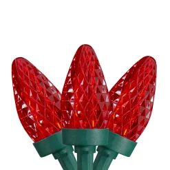 Northlight 50Ct Red Led C7 Faceted Christmas Lights, 21Ft Green Wire