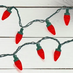 Northlight 50Ct Red Led C7 Faceted Christmas Lights, 21Ft Green Wire
