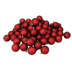 Northlight Shatterproof>60Ct Red Shatterproof Matte Christmas Ball Ornaments 2.5" (60Mm)