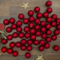 Northlight Shatterproof>60Ct Red Shatterproof Matte Christmas Ball Ornaments 2.5" (60Mm)