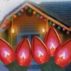 Merry and Light 25Ct Red Transparent C9 Christmas Light Set - 24Ft Green Wire
