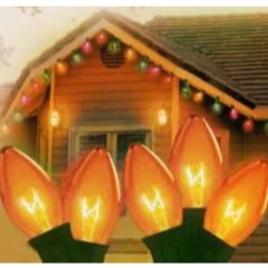 Merry and Light 25Ct Red Transparent C9 Christmas Light Set - 24Ft Green Wire