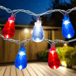 Northlight 10Ct Red, White And Blue Led Edison Style Lights, 9Ft White Wire
