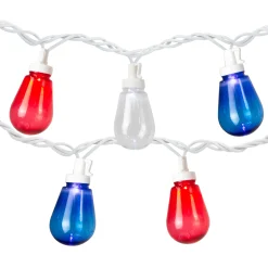 Northlight 10Ct Red, White And Blue Led Edison Style Lights, 9Ft White Wire