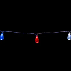 Northlight 10Ct Red, White And Blue Led Edison Style Lights, 9Ft White Wire