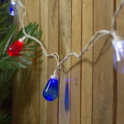 Northlight 10Ct Red, White And Blue Led Edison Style Lights, 9Ft White Wire