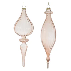 Melrose Finials>6Ct Ribbed Glass Finial Christmas Ornaments 9"