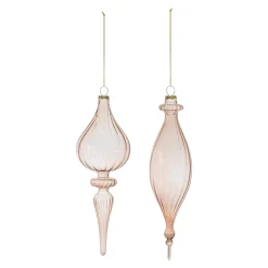 Melrose Finials>6Ct Ribbed Glass Finial Christmas Ornaments 9"