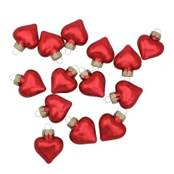 Whitehurst Hearts>56Ct Shiny Red Glass Heart Christmas Ornaments 1.75" (45Mm)