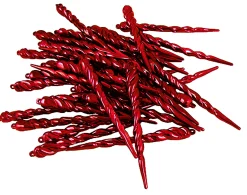 Northlight Icicles>36Ct Shiny Red Shatterproof Icicle Christmas Ornaments 5"