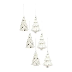 Melrose Trees & Wreaths>6Ct Silver Glass Christmas Tree Ornaments 5.75"