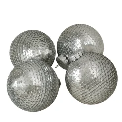 Northlight Balls>4Ct Silver Sequin Christmas Ball Ornaments 2.75" (70Mm)