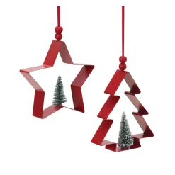 Melrose Stars>6Ct Star And Pine Tree Cookie Cutter Christmas Ornaments 4.75"