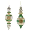 Melrose Finials>12Ct Traditional Glass Reflector Finial Christmas Drop Ornaments 6.75"