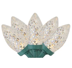 Northlight 100Ct Warm White Led Faceted C7 Christmas Lights, 66Ft Green Wire