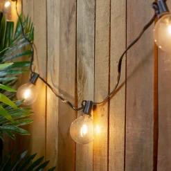 Northlight 20Ct Warm White Led G50 Globe Patio Lights, 20Ft Black Wire