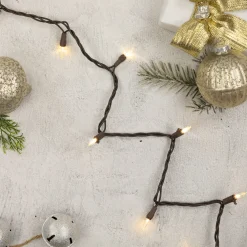 Northlight 35Ct Warm White Led Mini Christmas Lights, 11.25Ft Brown Wire