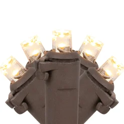Northlight 50Ct Warm White Led Wide Angle Christmas Lights, 16.25Ft Brown Wire