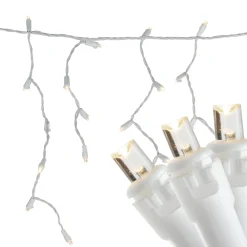 Northlight 100Ct Warm White Led Wide Angle Icicle Christmas Lights, White Wire