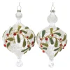 Melrose Pendants & Drops>6Ct White And Red Beaded Glass Mistletoe Christmas Ornaments 6.5"