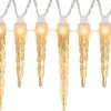 The Costume Center 12Ct White Icicle Christmas Lights - 12.5 Ft White Wire
