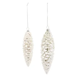 Melrose Pine Cones>12Ct White Pinecone Christmas Drop Ornaments 7.25"