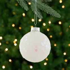 Northlight Balls>4Ct White Sequined Shiny Christmas Ball Ornaments 2.75" (70Mm)