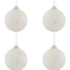 Northlight Balls>4Ct White Sequined Shiny Christmas Ball Ornaments 2.75" (70Mm)