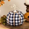 Northlight Dark Blue And White Plaid Fall Harvest Tabletop Pumpkin