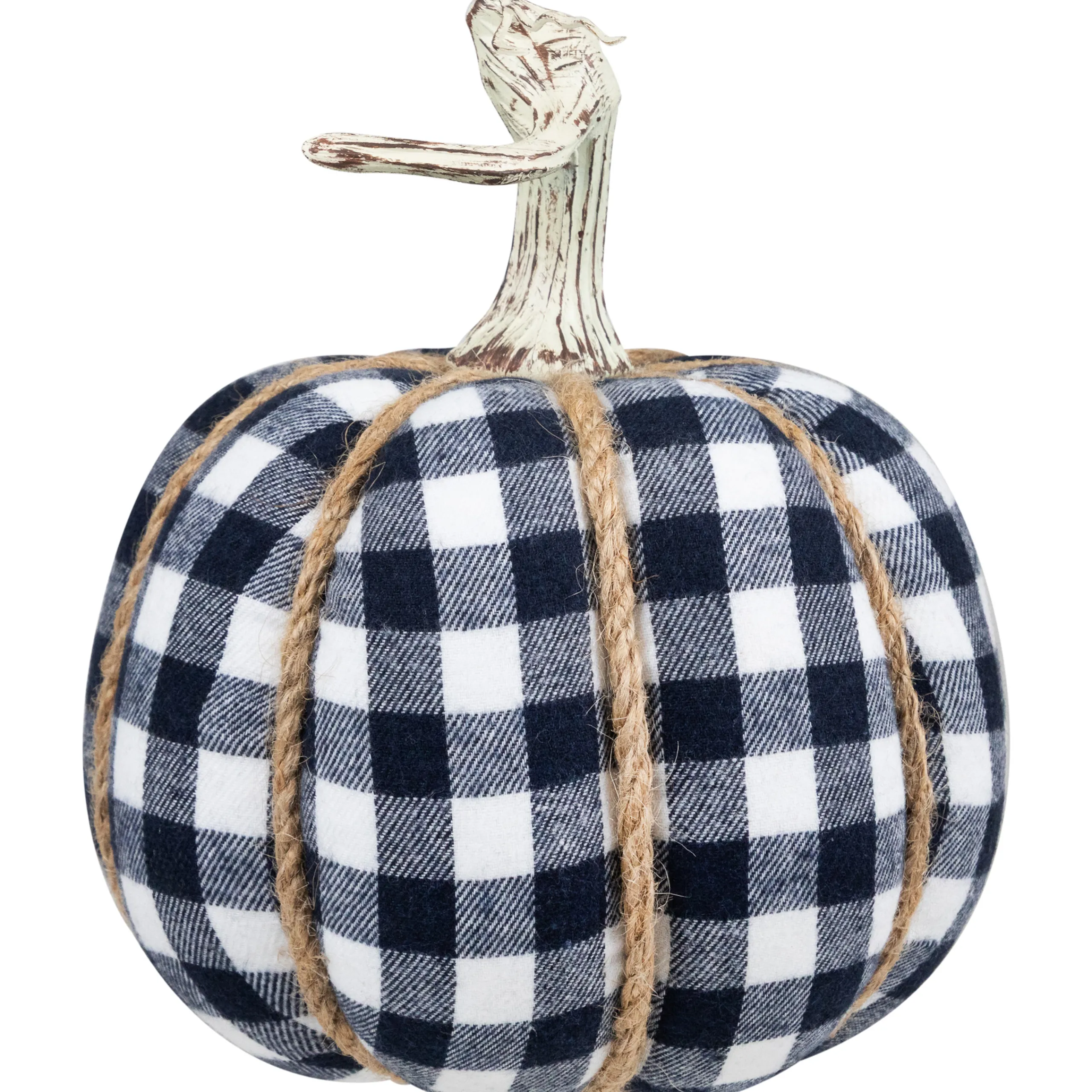 Northlight Dark Blue And White Plaid Fall Harvest Tabletop Pumpkin