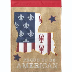 Contemporary Home Living Double Applique "Proud To Be American" Outdoor Garden Flag 18" X 13"