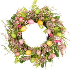 Northlight Easter Egg With Berry Floral Springtime Wreath, Pink And Green 20"